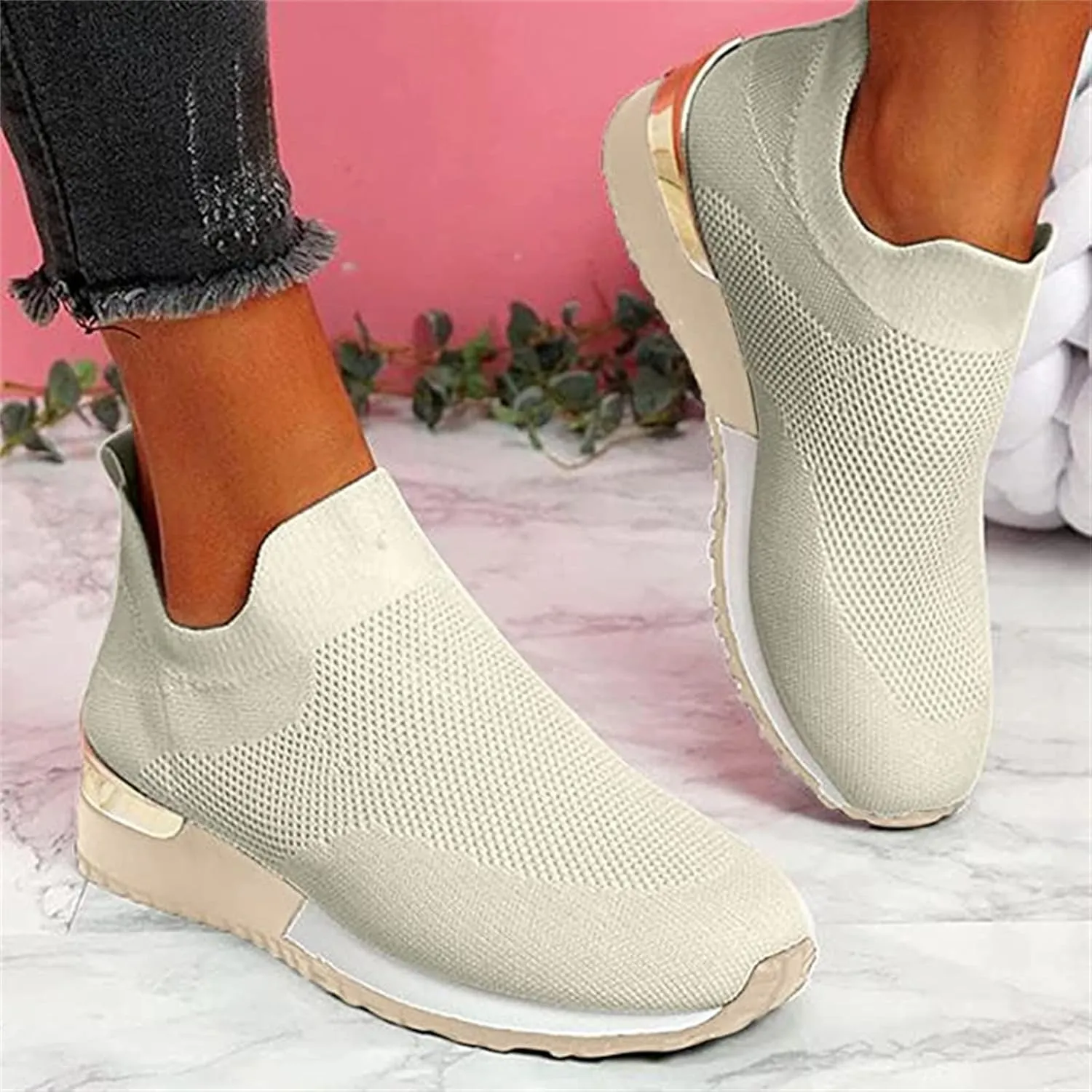 Shoes For Women Sneakers Trendy Slip On Walking Running Shoes Breathable Lightweight Athletic Workout Tennis Gym Sneakers